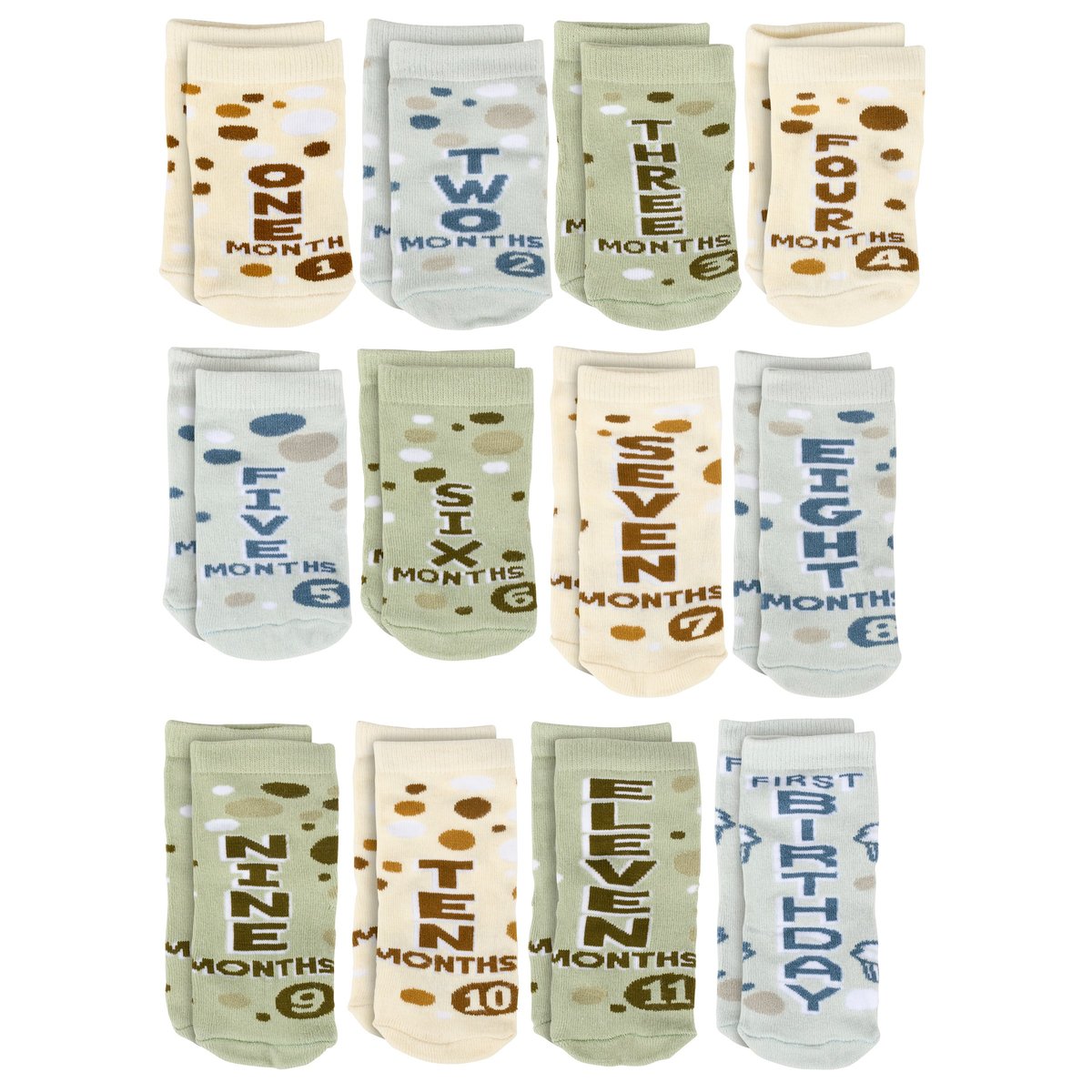 Adorable Baby Monthly Milestone Socks Gift Set 12-Pair Newborn to 12 Months