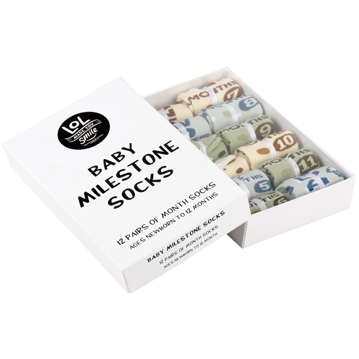Adorable Baby Monthly Milestone Socks Gift Set 12-Pair Newborn to 12 Months