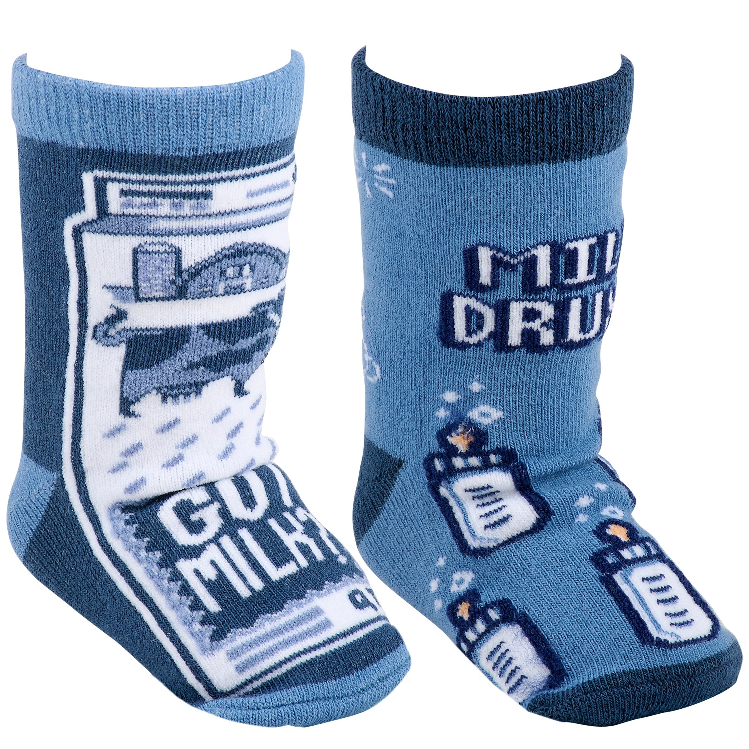 Adorable Two-Pair Baby Sock Set with "Got Milk?" & "Milk Drunk" Designs