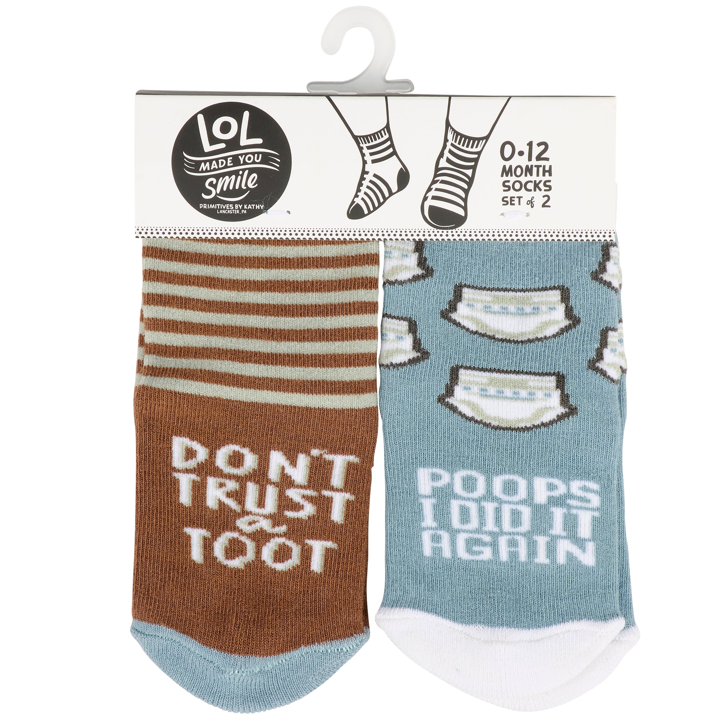 Playful Baby Sock Set: 'Poops I Did It Again' & 'Don't Trust A Toot'