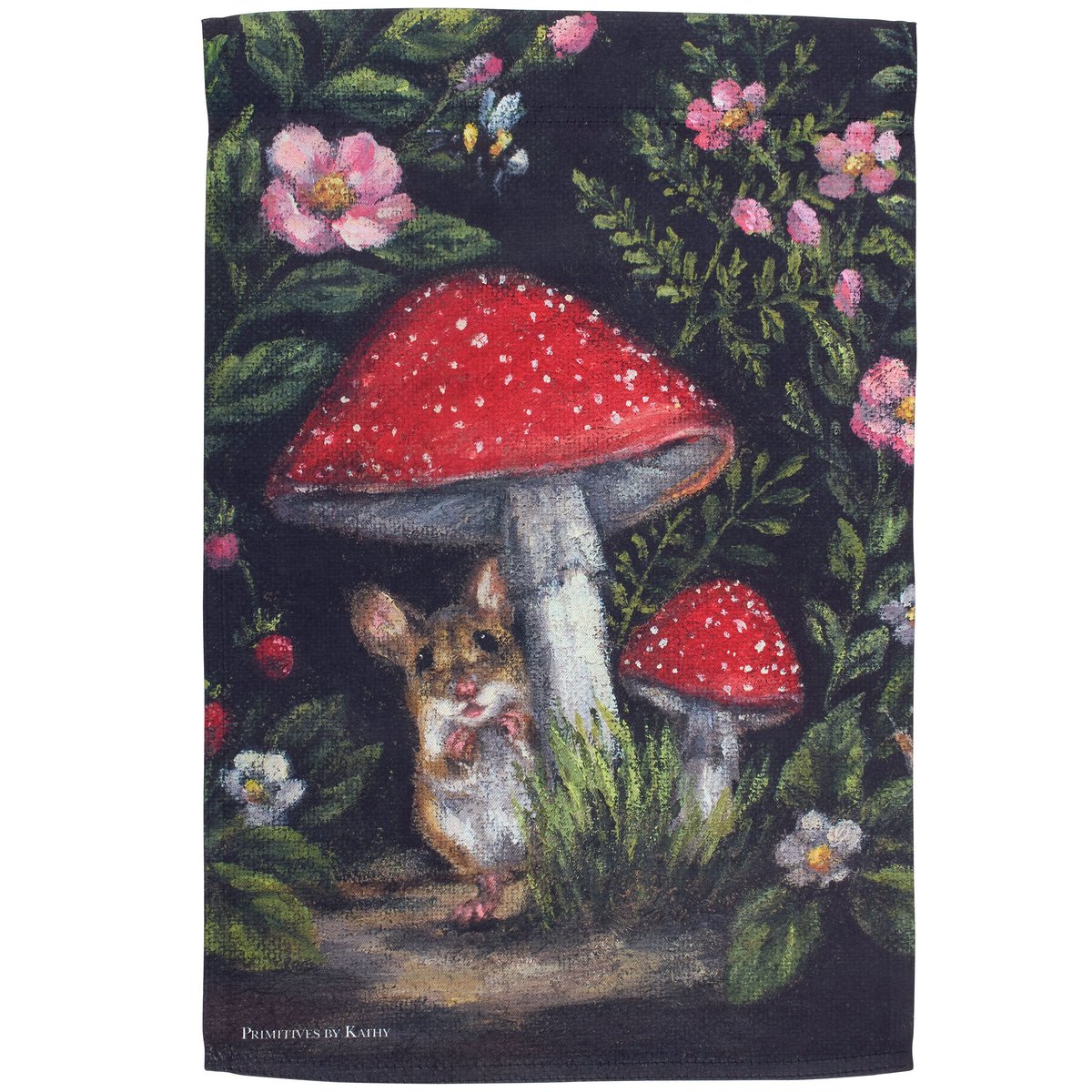 Charming Double-Sided Woodland Mouse & Mushroom Weather-Resistant Polyester Garden Flag