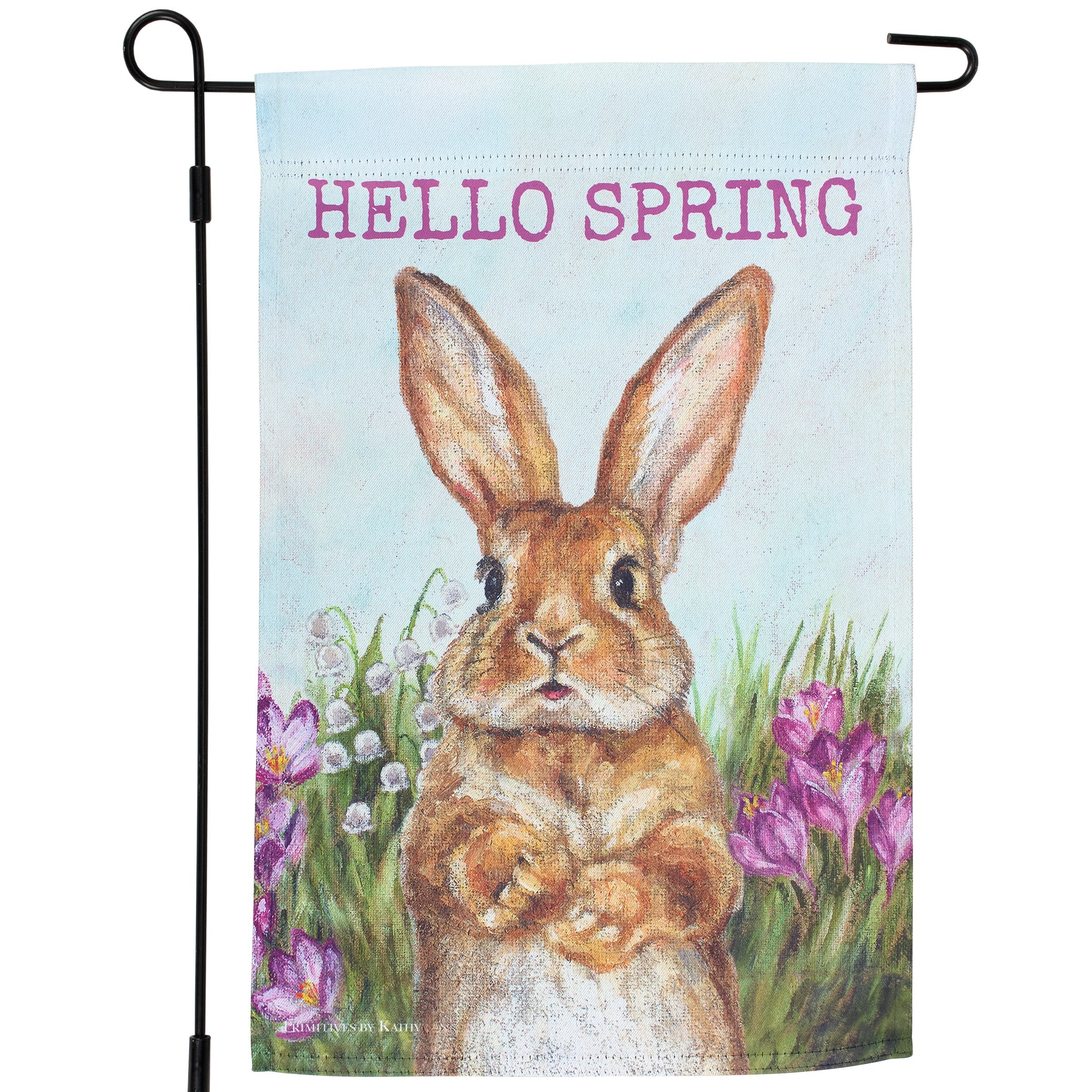 Charming Hello Spring Bunny Garden Flag for Outdoor Spring Decor