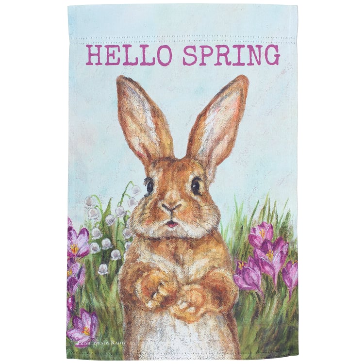 Charming Hello Spring Bunny Garden Flag for Outdoor Spring Decor