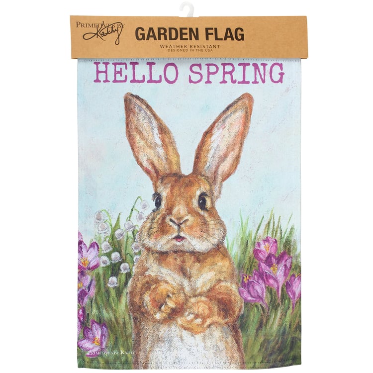 Charming Hello Spring Bunny Garden Flag for Outdoor Spring Decor