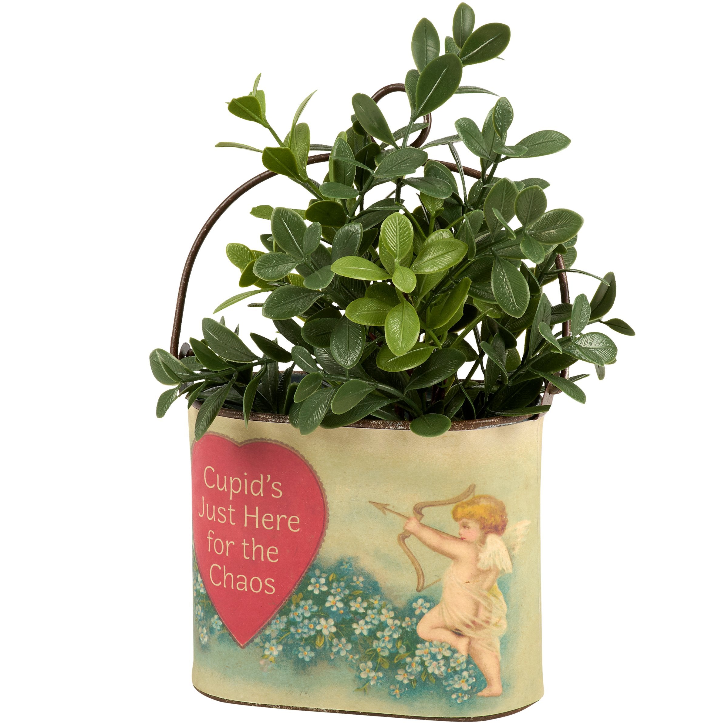 Sassy Cupid's Chaos Anti-Valentine Small Metal Bucket Decorative Accent