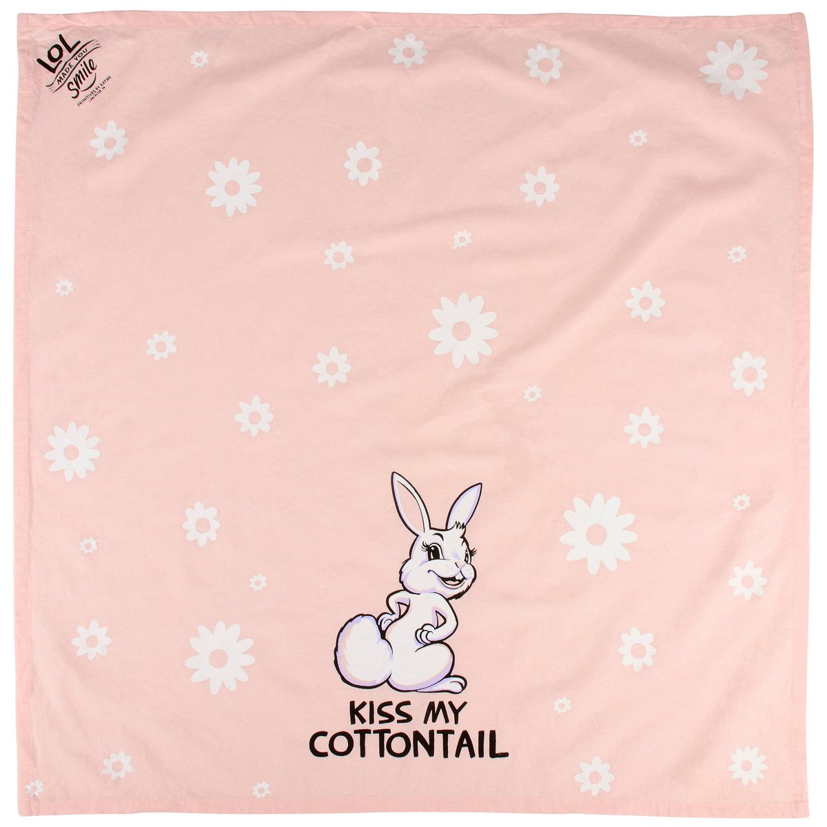 Sassy Easter Bunny 'Kiss My Cottontail' Pink Cotton Kitchen Towel