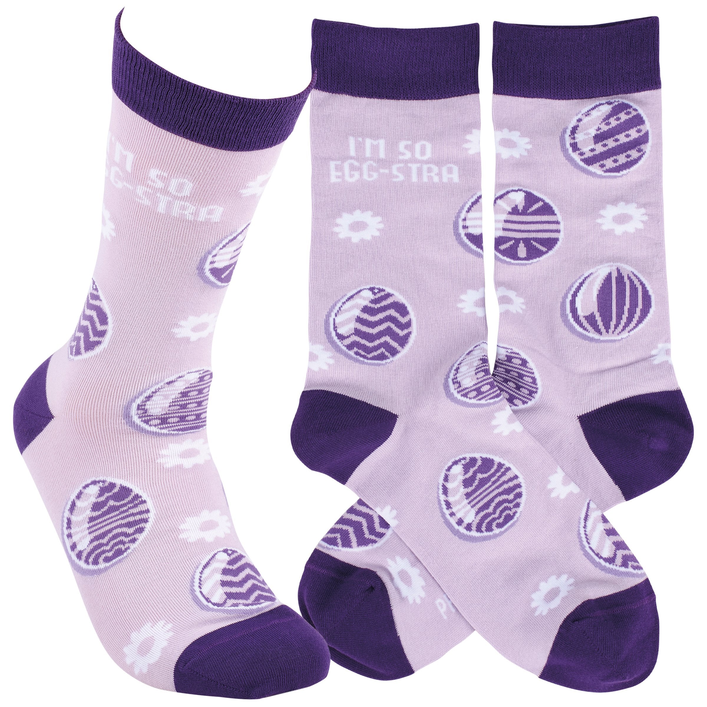 Hilarious "I'm So Egg-stra" Easter Crew Socks for Playful Seasonal Style