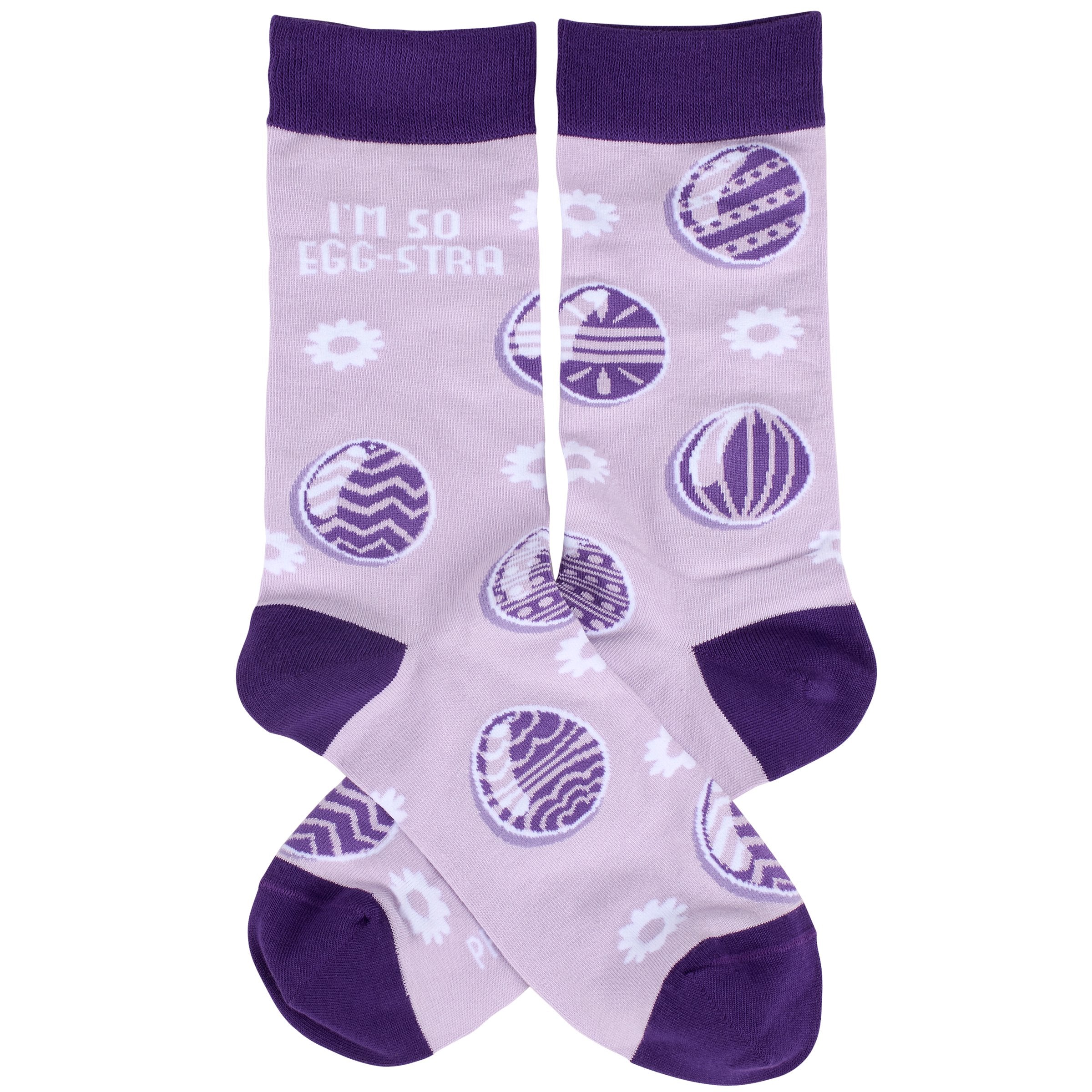 Hilarious "I'm So Egg-stra" Easter Crew Socks for Playful Seasonal Style