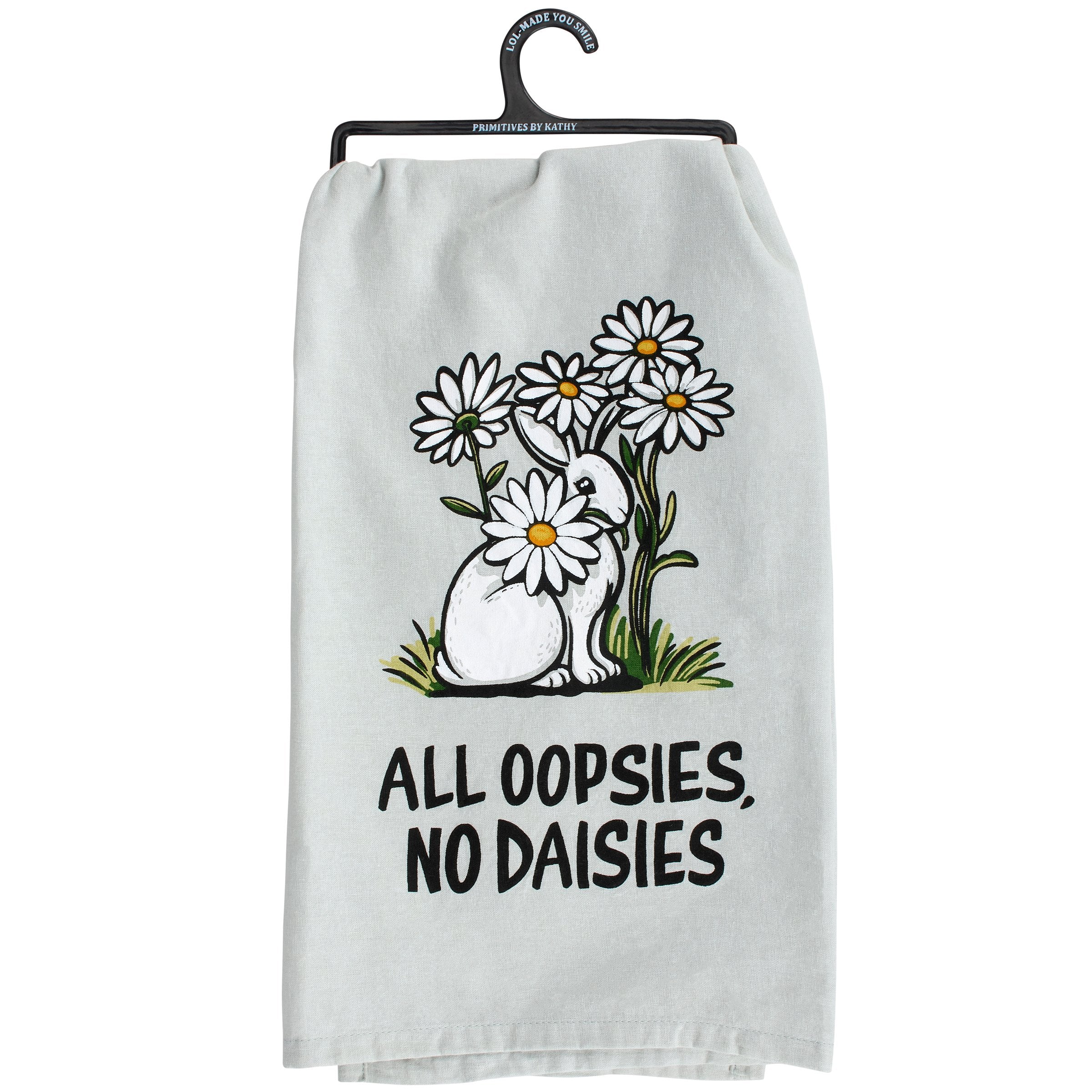 Playful Bunny & Daisy 'All Oopsies No Daisies' Absorbent Cotton Kitchen Towel