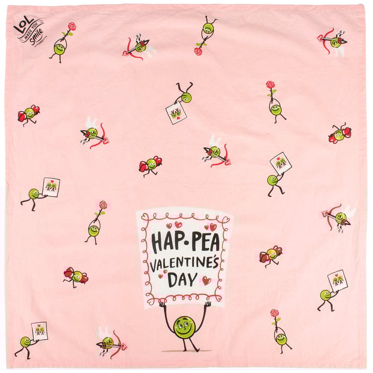 Playful 'Hap-pea Valentine's Day' Cotton Kitchen Towel for Seasonal Decor