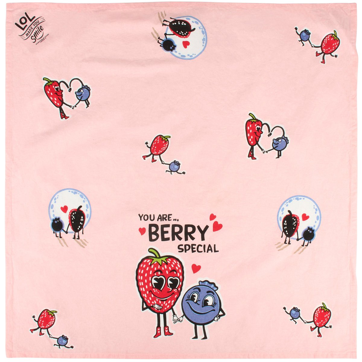 Charming 'You Are Berry Special' Pink Cotton Kitchen Towel for Valentine's Day