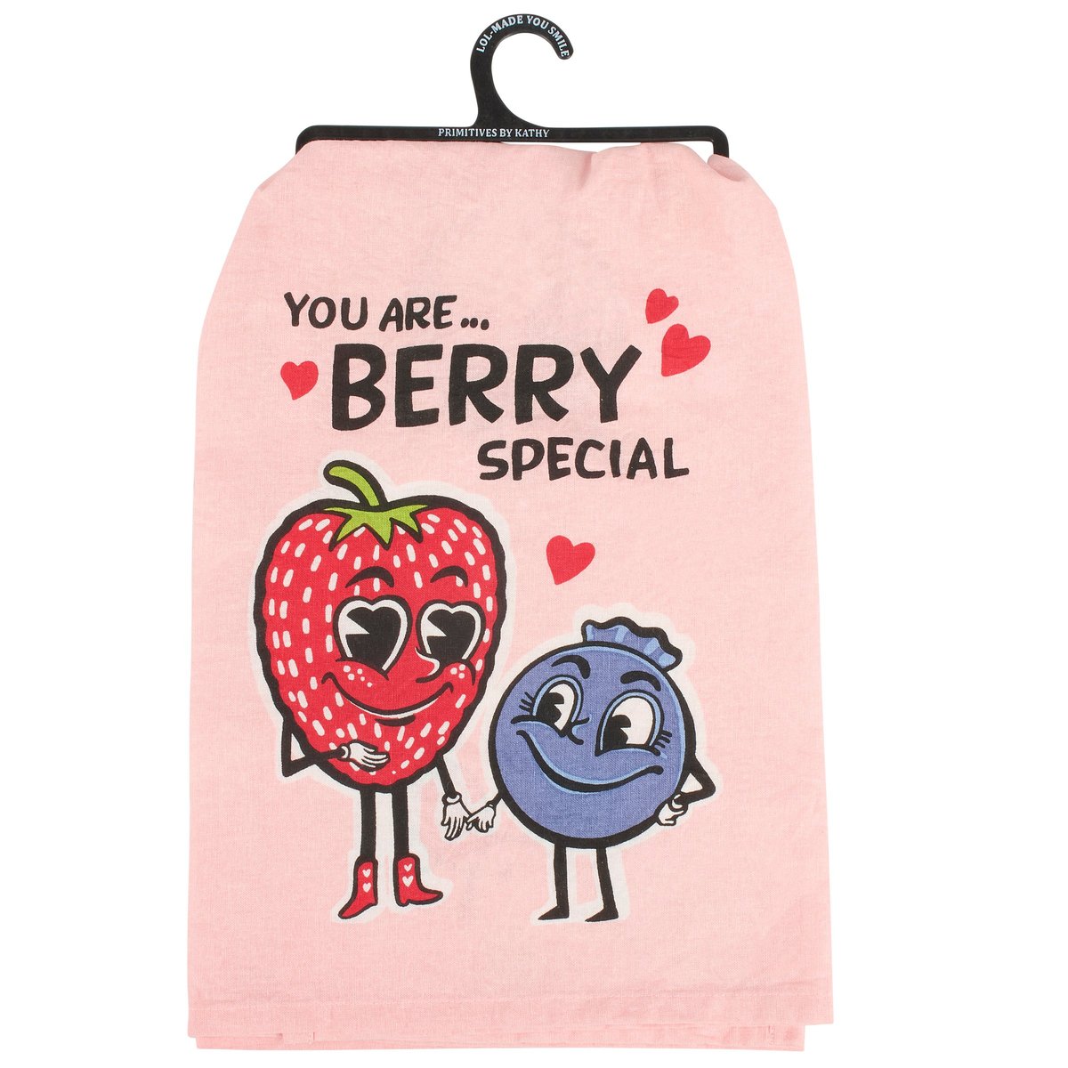 Charming 'You Are Berry Special' Pink Cotton Kitchen Towel for Valentine's Day
