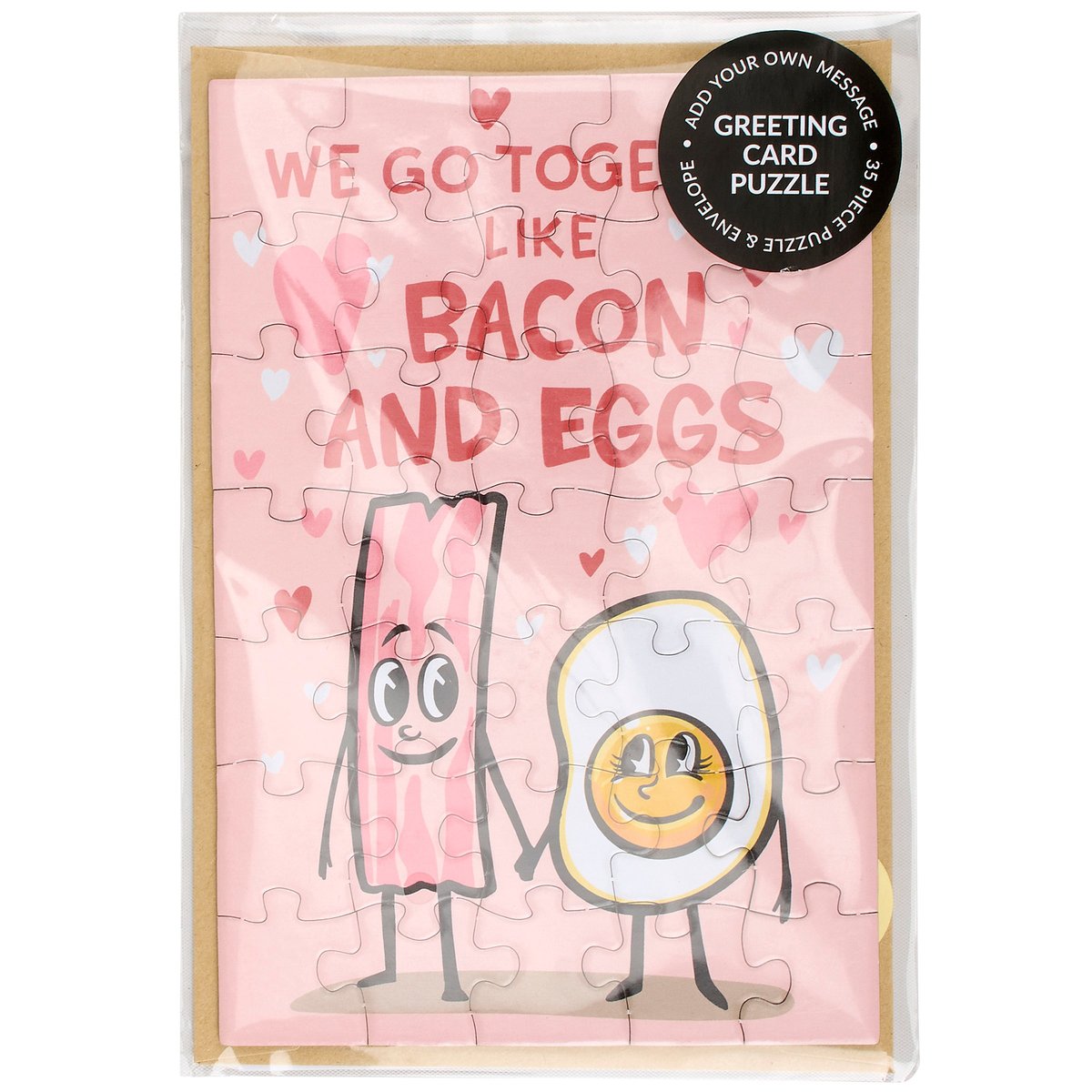Cute Bacon & Eggs Puzzle Card - Fun Interactive Valentine's Day Greeting Gift