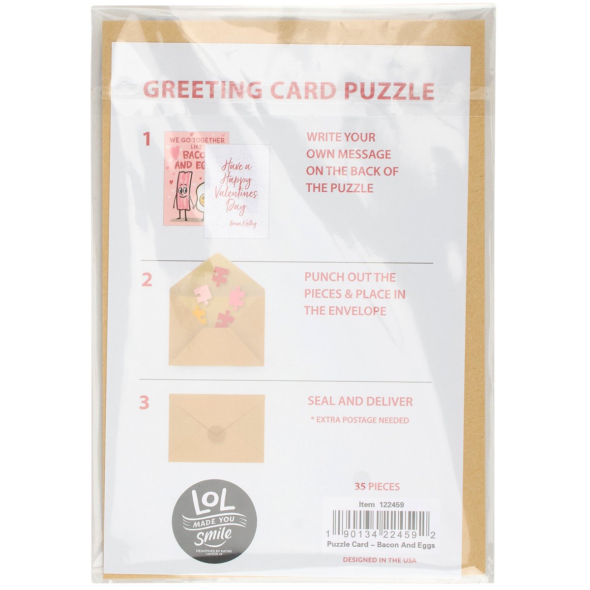 Cute Bacon & Eggs Puzzle Card - Fun Interactive Valentine's Day Greeting Gift