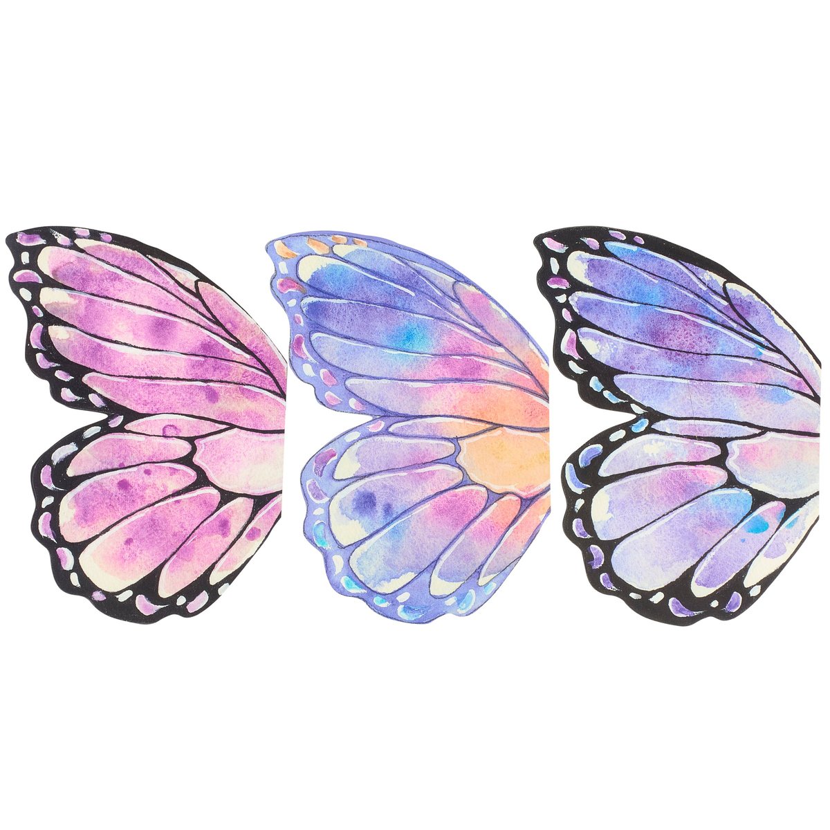 Elegant Watercolor Butterfly Wing Bookmark Set - 3-Pack, Artistic, Paper, Unique Gift