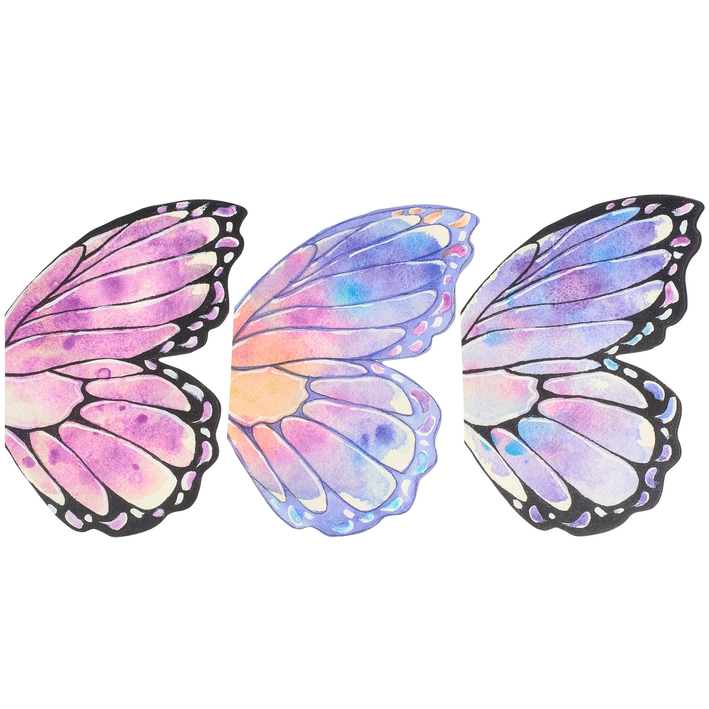 Elegant Watercolor Butterfly Wing Bookmark Set - 3-Pack, Artistic, Paper, Unique Gift