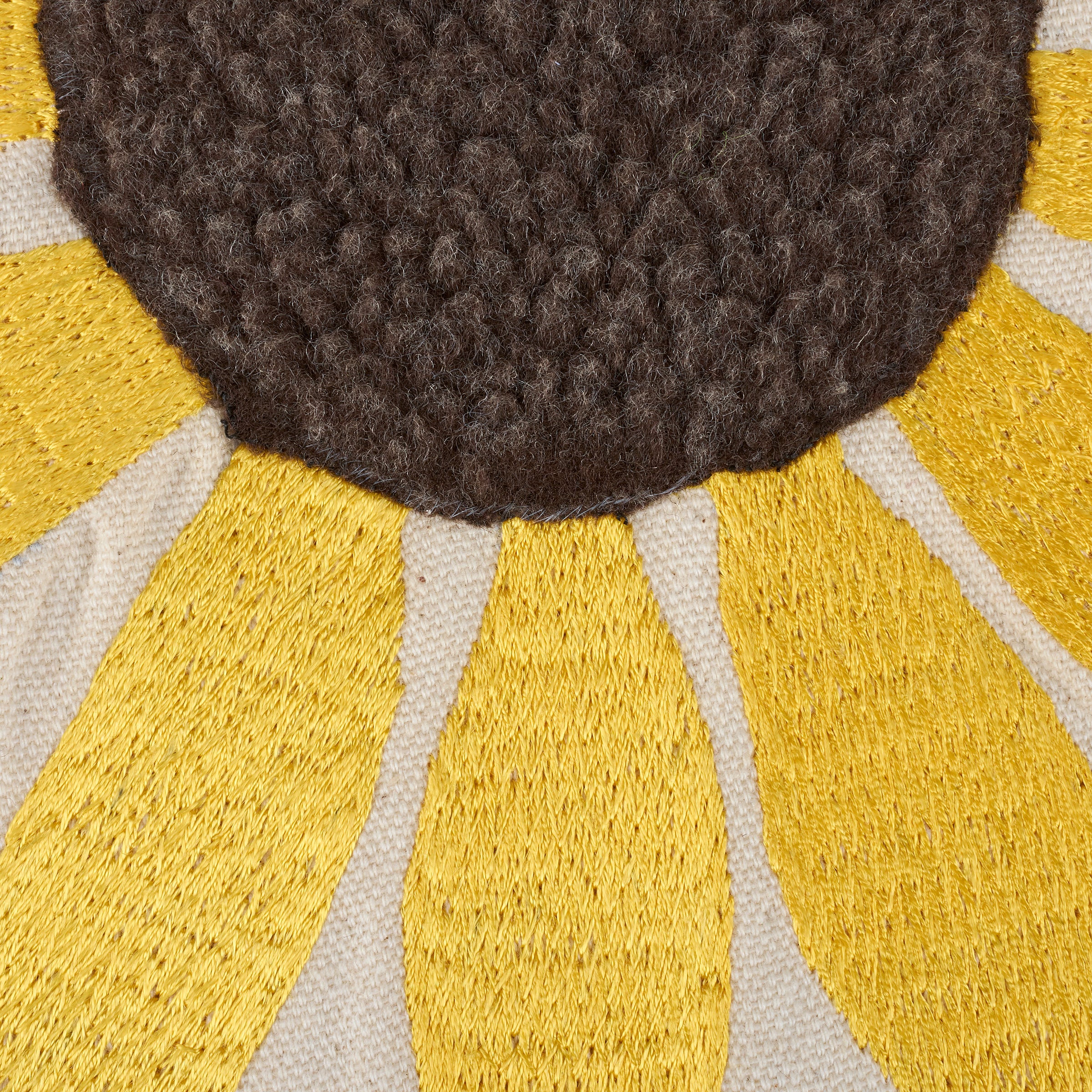 Bright Sunflower Embroidered Decorative Pillow - Tufted Cotton Home Accent