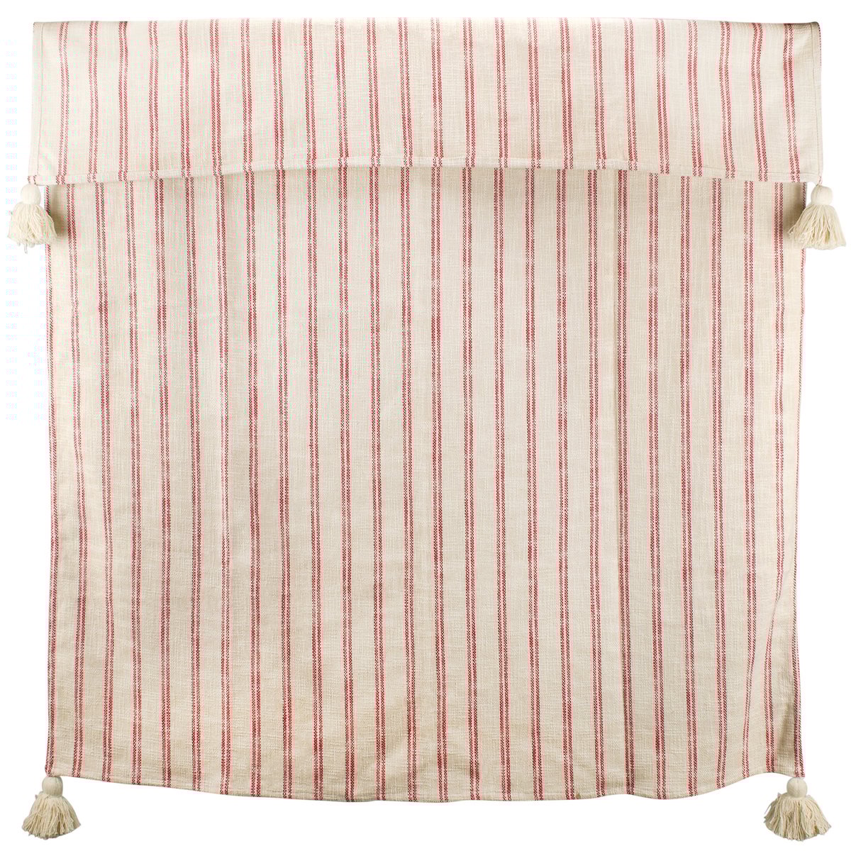 Charming Red Ticking Stripe Cotton Throw Blanket with Tassels - Machine Washable