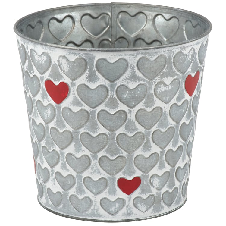 Rustic Metal Red Heart Bin - Charming Valentine's Day Home Decor & Storage
