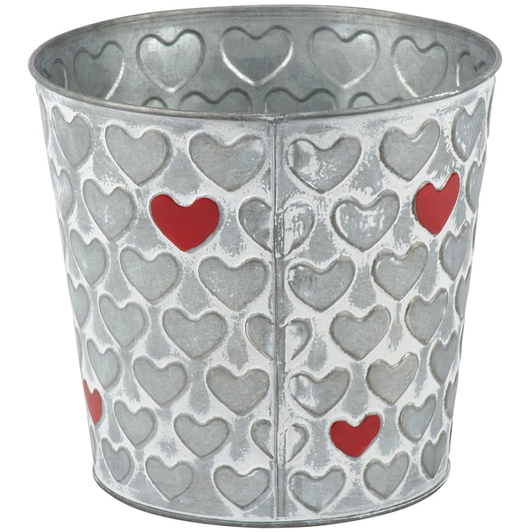 Rustic Metal Red Heart Bin - Charming Valentine's Day Home Decor & Storage