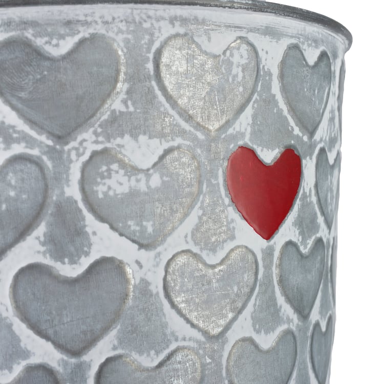 Rustic Metal Red Heart Bin - Charming Valentine's Day Home Decor & Storage