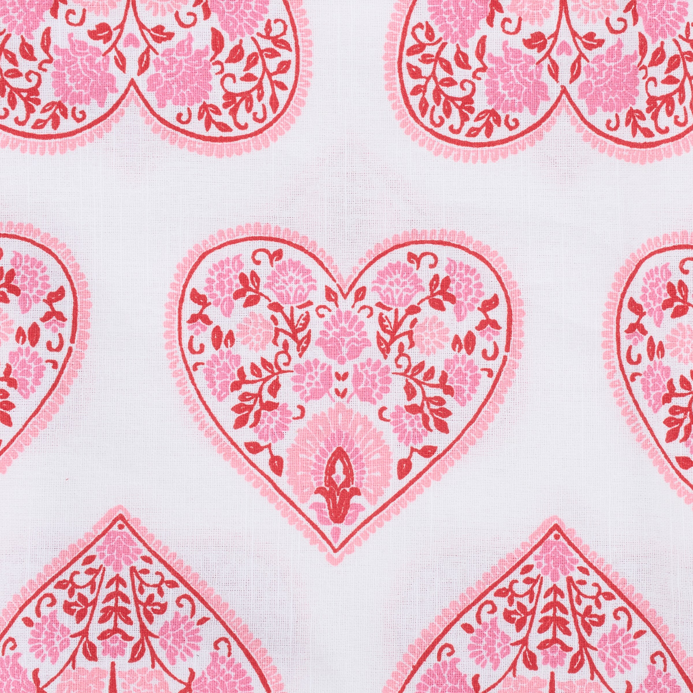 Romantic Valentine's Day Cotton Tablecloth, Ornate Floral Hearts Design, Machine Washable
