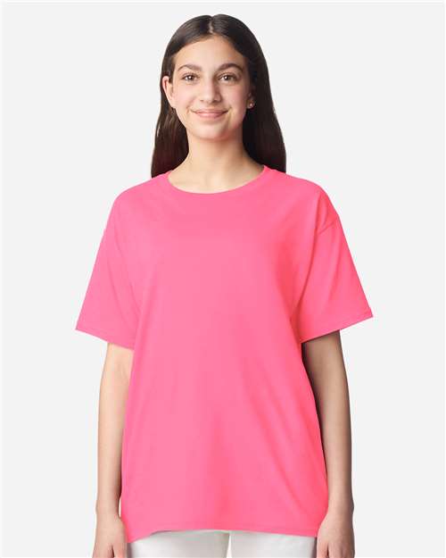 Gildan Youth Light Cotton T-Shirt 3000B - Safety Pink