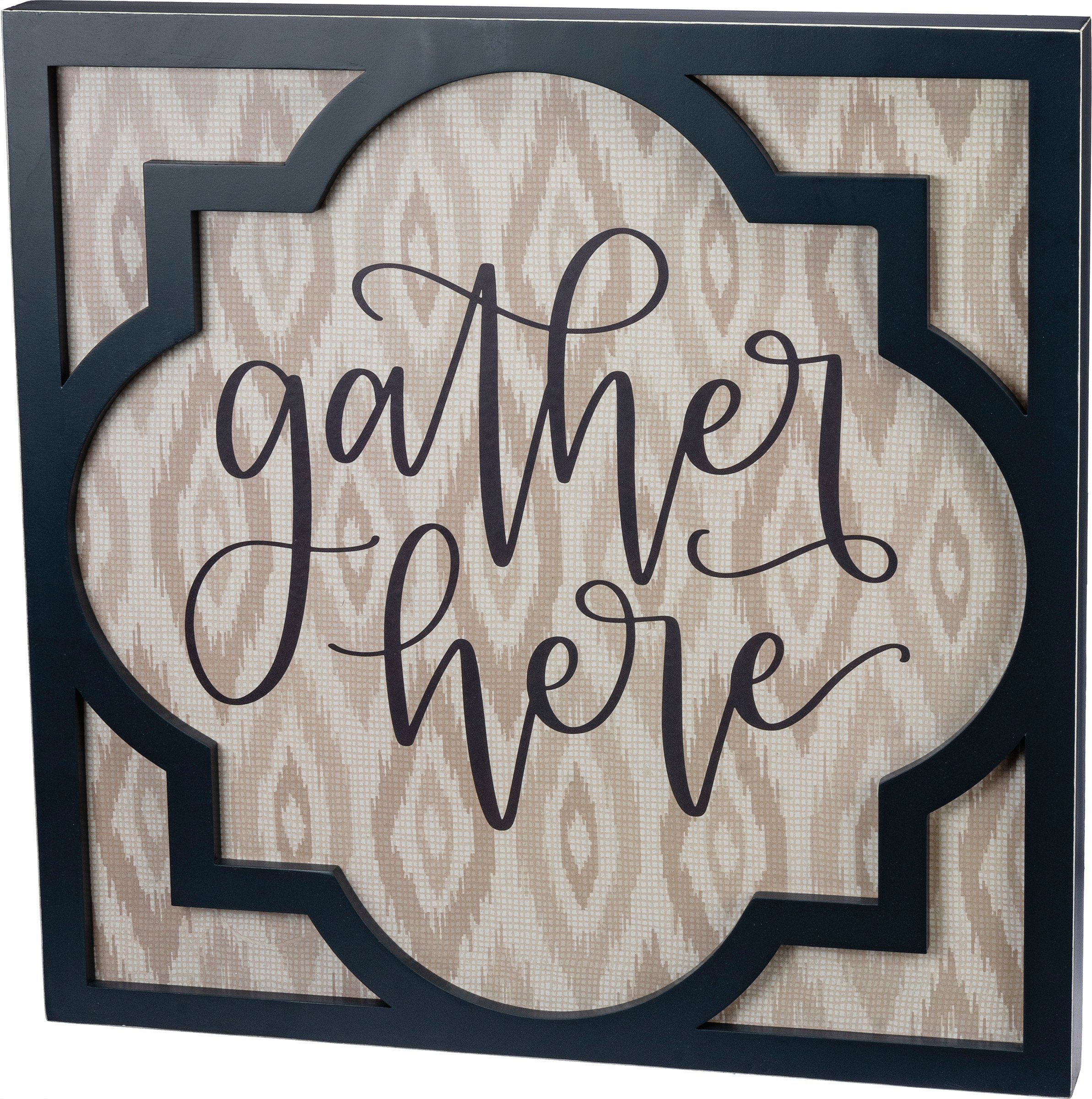 Charming Rustic 'Gather Here' Inset Wood Box Sign for Home Decor