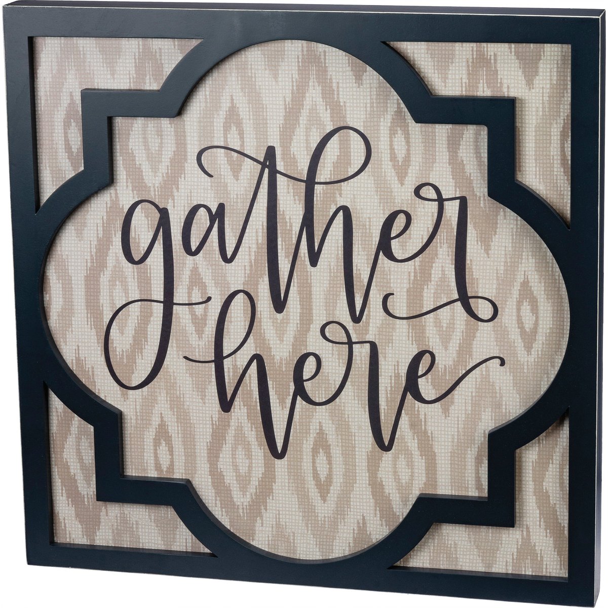 Charming Rustic 'Gather Here' Inset Wood Box Sign for Home Decor