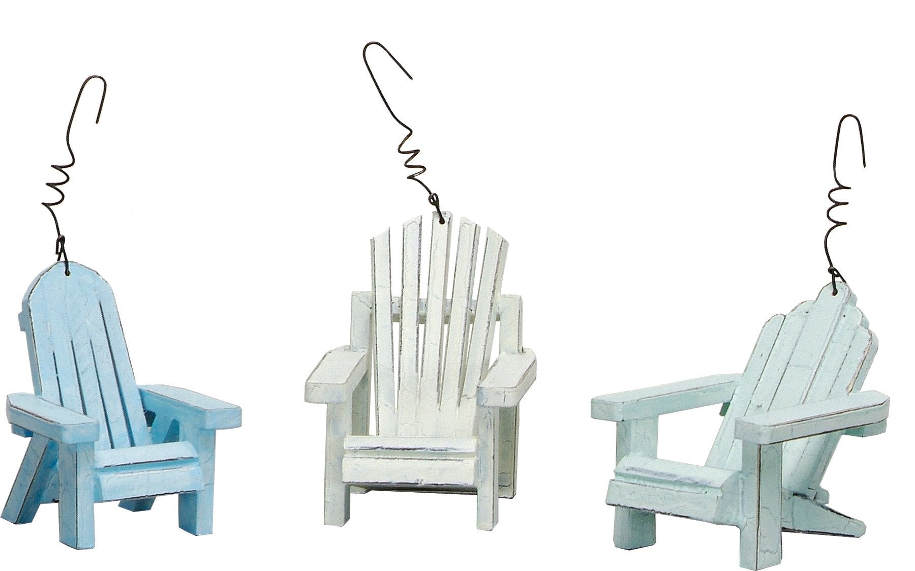 Charming Pastel Beach Chair Ornaments Set - Coastal Decor, Wood & Wire