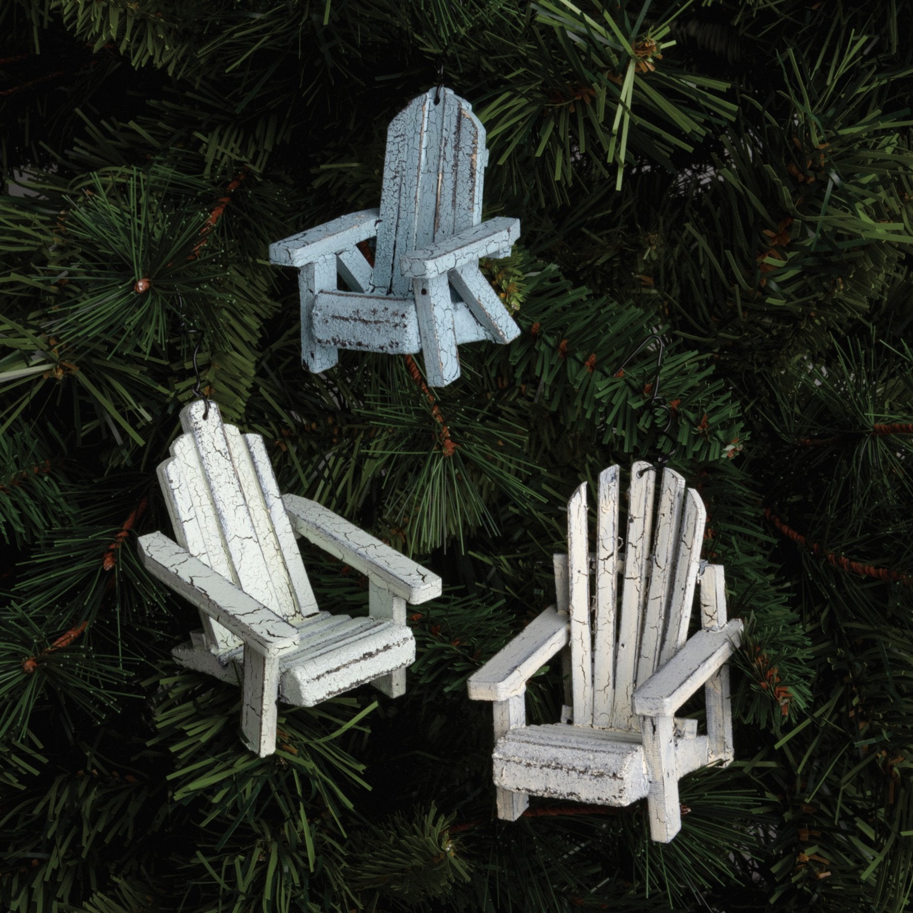 Charming Pastel Beach Chair Ornaments Set - Coastal Decor, Wood & Wire