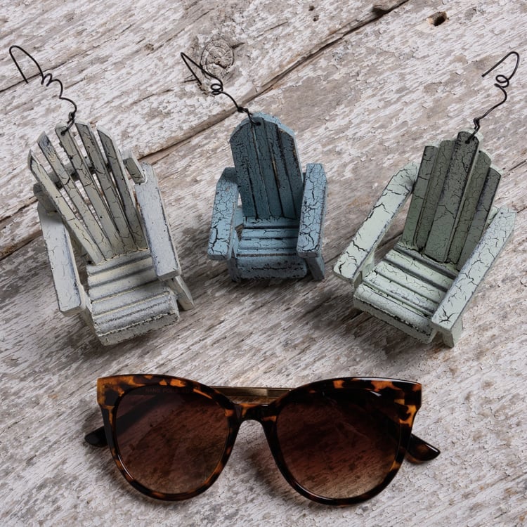 Charming Pastel Beach Chair Ornaments Set - Coastal Decor, Wood & Wire