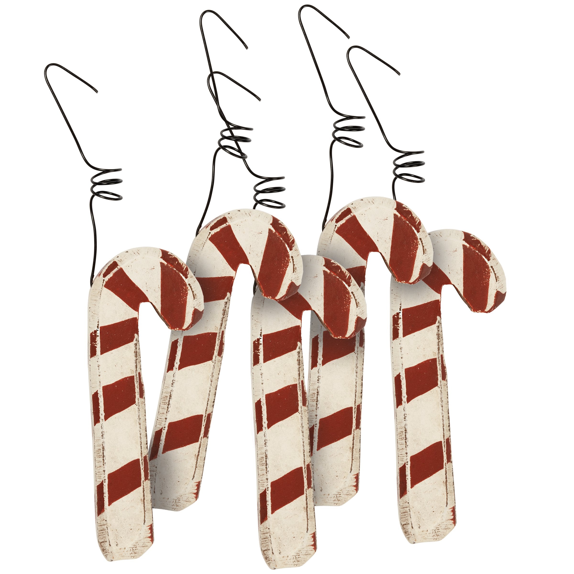 Rustic Wooden Candy Cane Ornaments Set - Festive Holiday Tree Decor 24-Pack