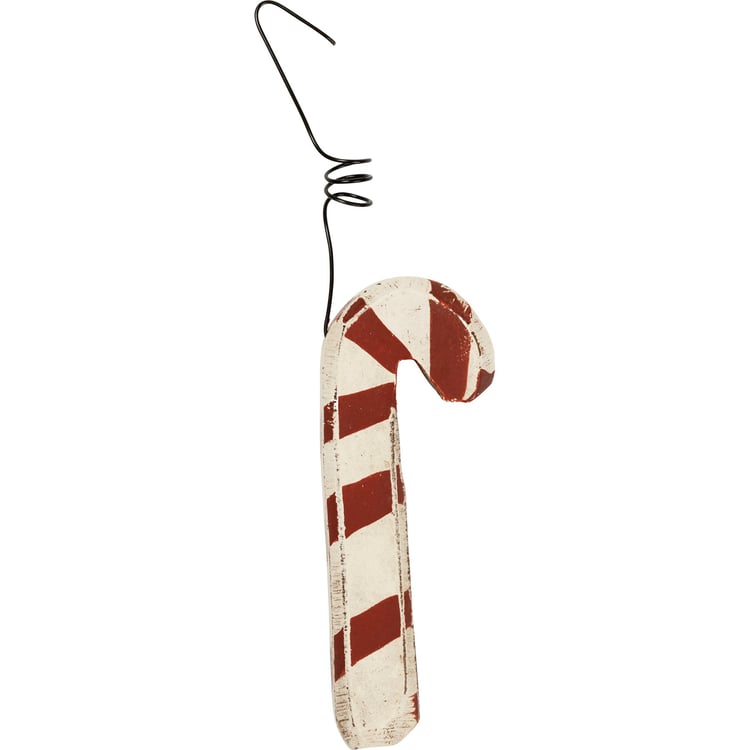 Rustic Wooden Candy Cane Ornaments Set - Festive Holiday Tree Decor 24-Pack
