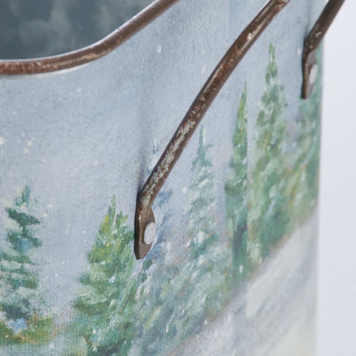 Charming Snow Family Galvanized Metal Storage Bins - Festive Christmas Decor Set