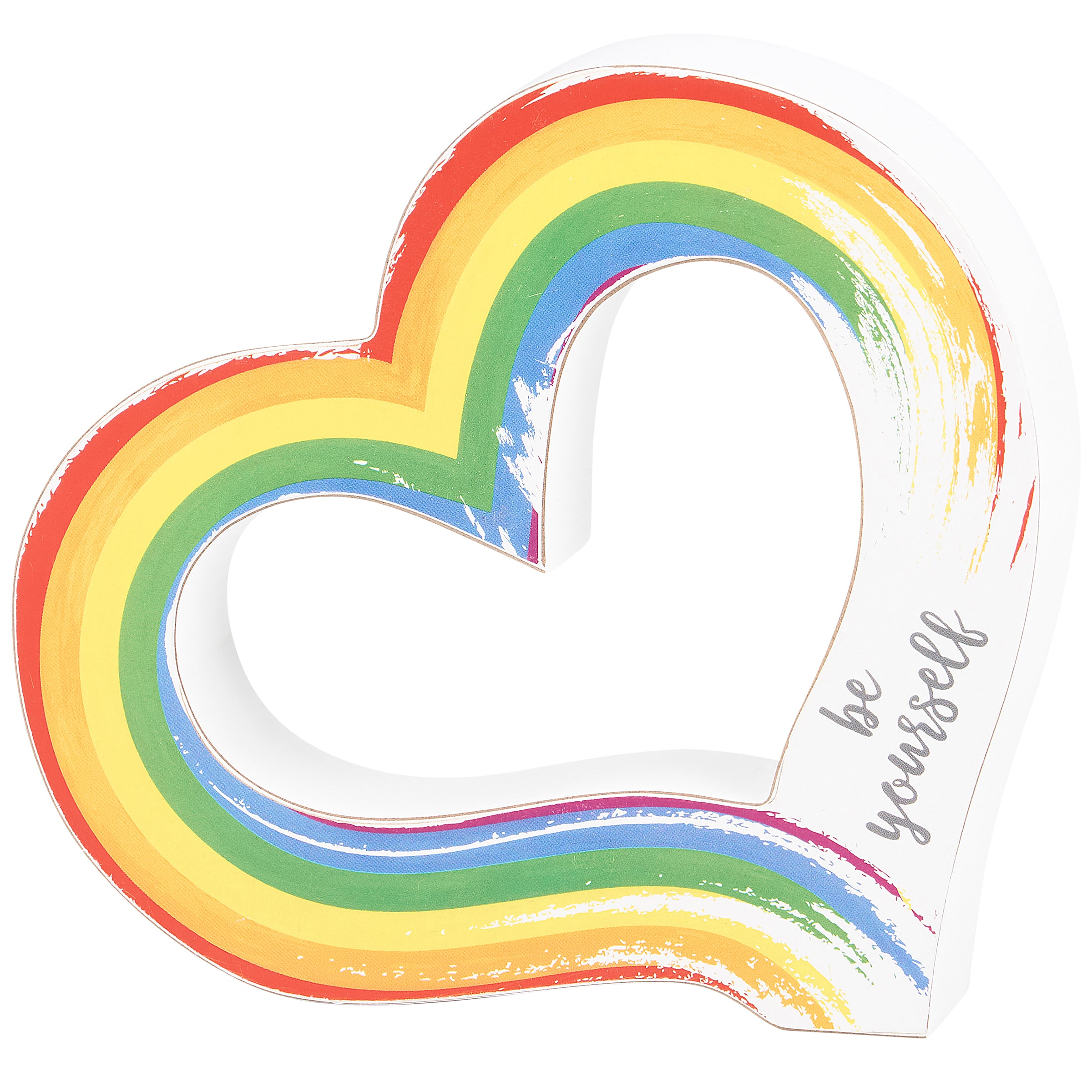 Heart-Shaped Rainbow 'Be Yourself' Chunky Sitter - Inspirational Pride Home Decor
