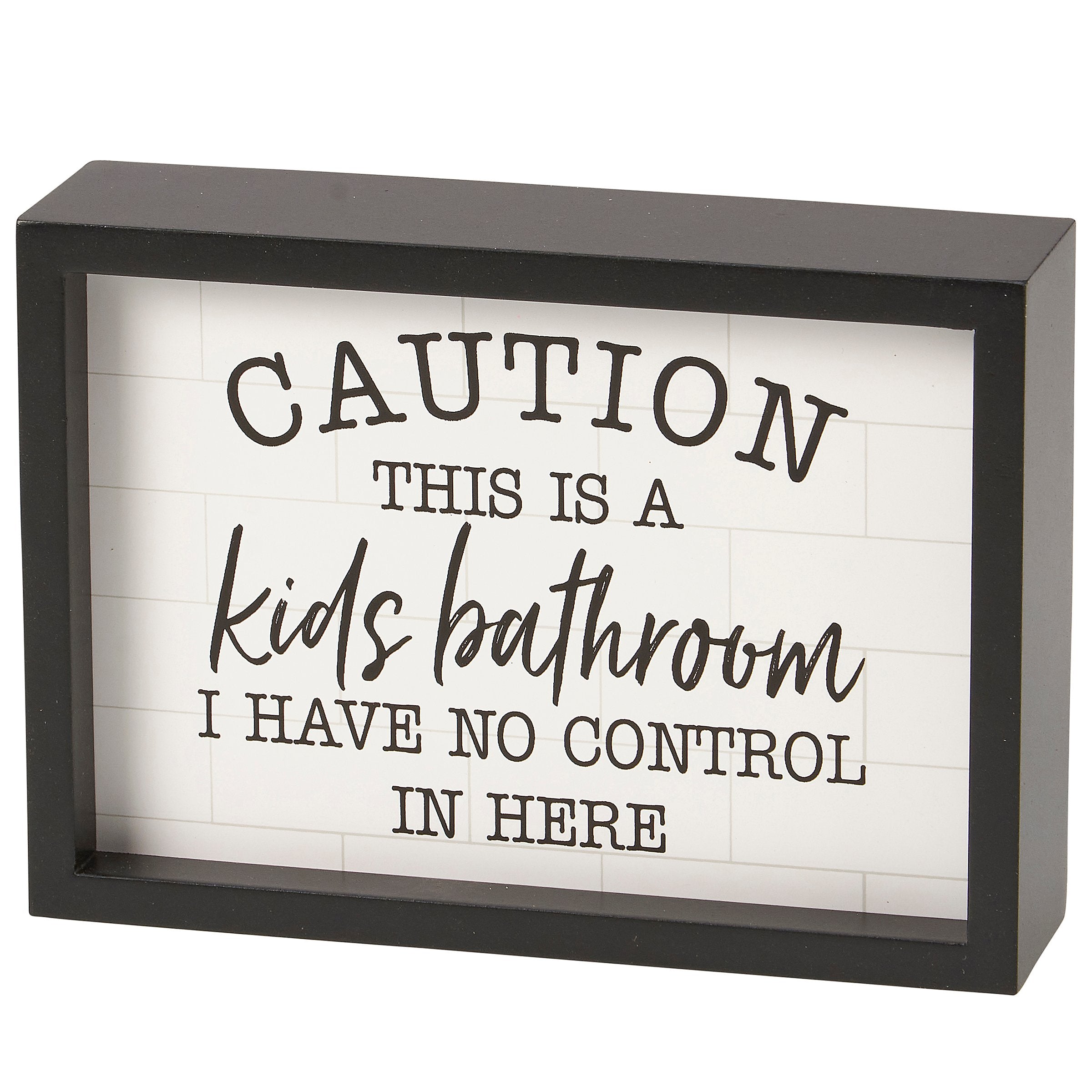 Funny Kids Bathroom Wood Box Sign: Humorous Wall Decor & Free-Standing Accent