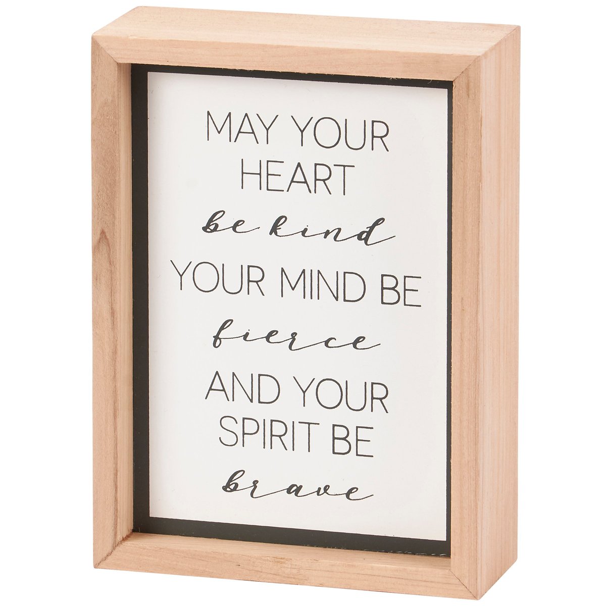 Inspirational Wooden Box Sign: 'Be Kind, Fierce, Brave' Hand-Illustrated Home Decor