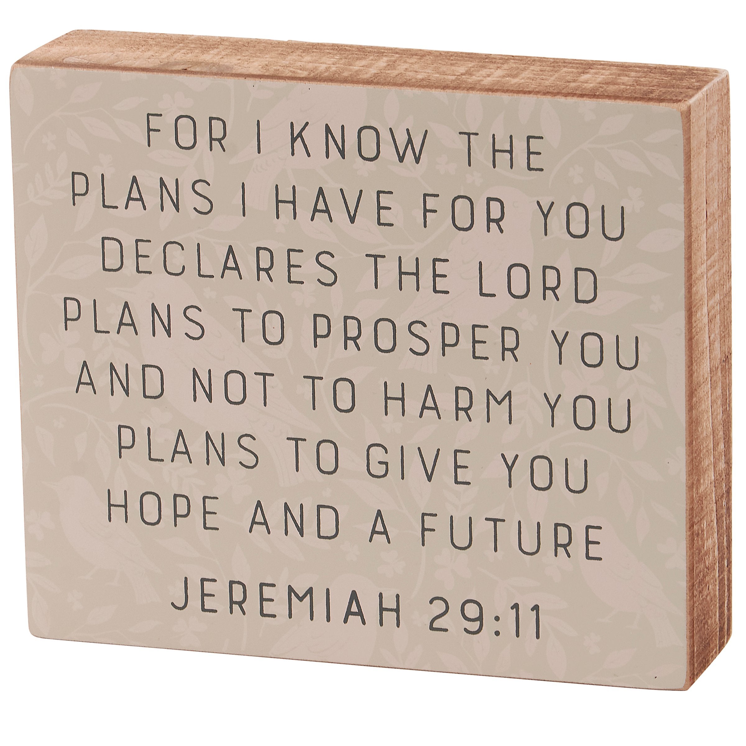 Faith-Inspired Wooden Box Sign: Jeremiah 29:11 Scripture, Floral Bird, Distressed