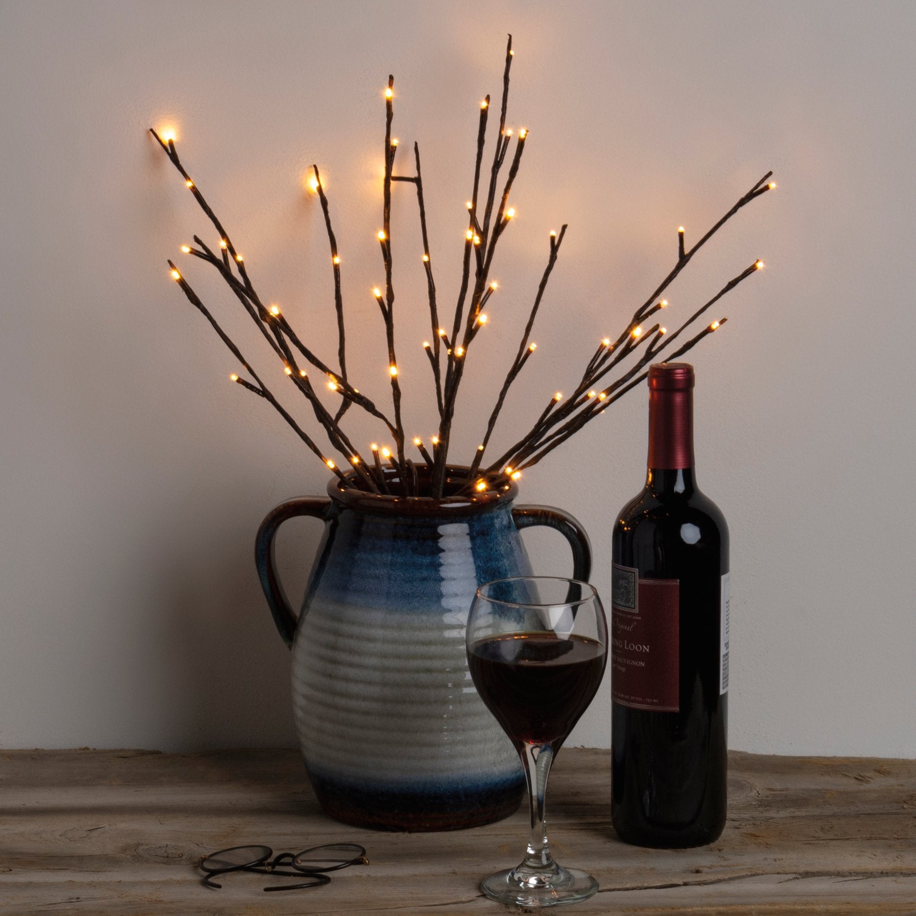 Charming 19.75-inch Small Willow Twig, 60 Warm LED Lights, Whimsical Decor