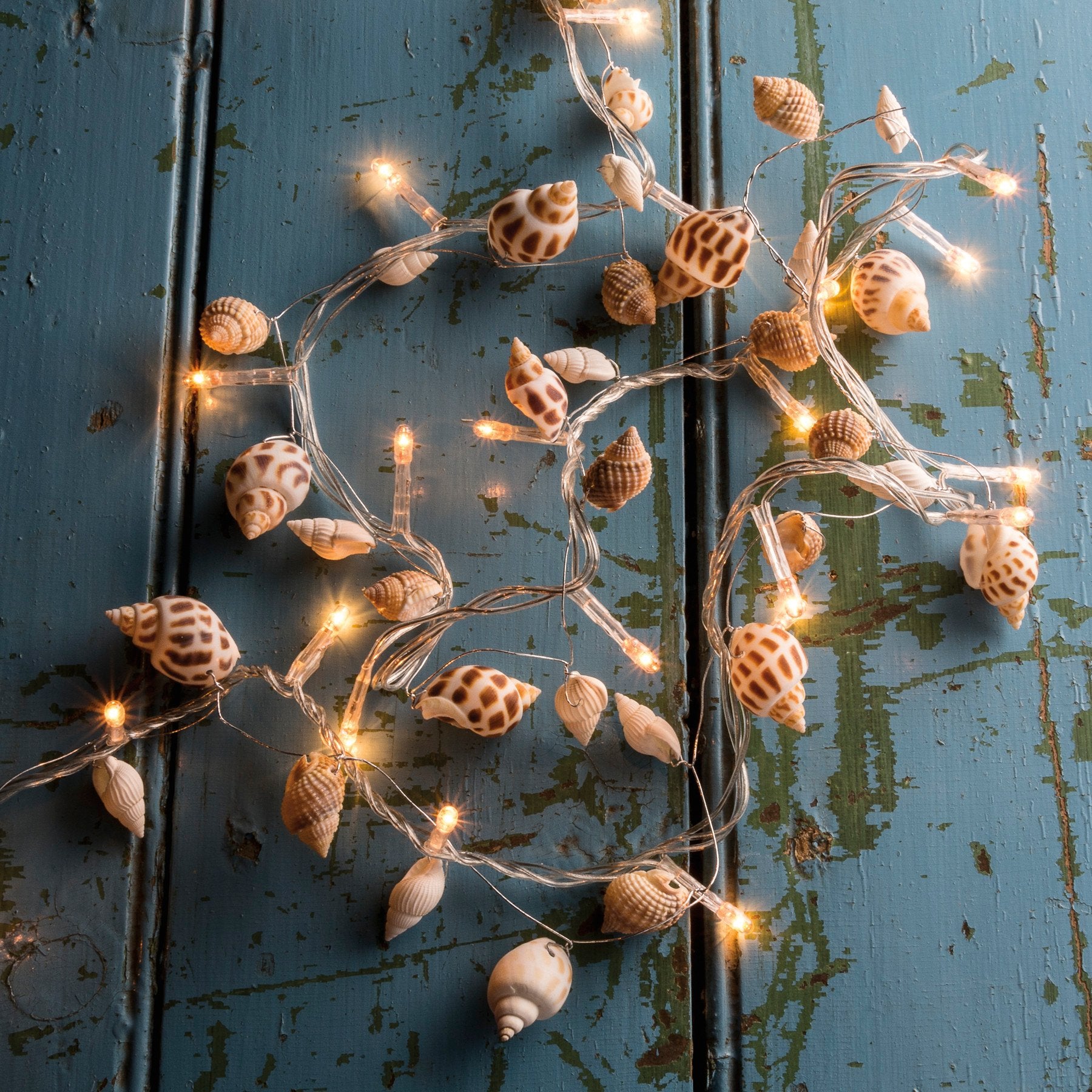 Charming Seashell String Lights: 77-inch 40 LED Coastal Indoor/Outdoor Decor
