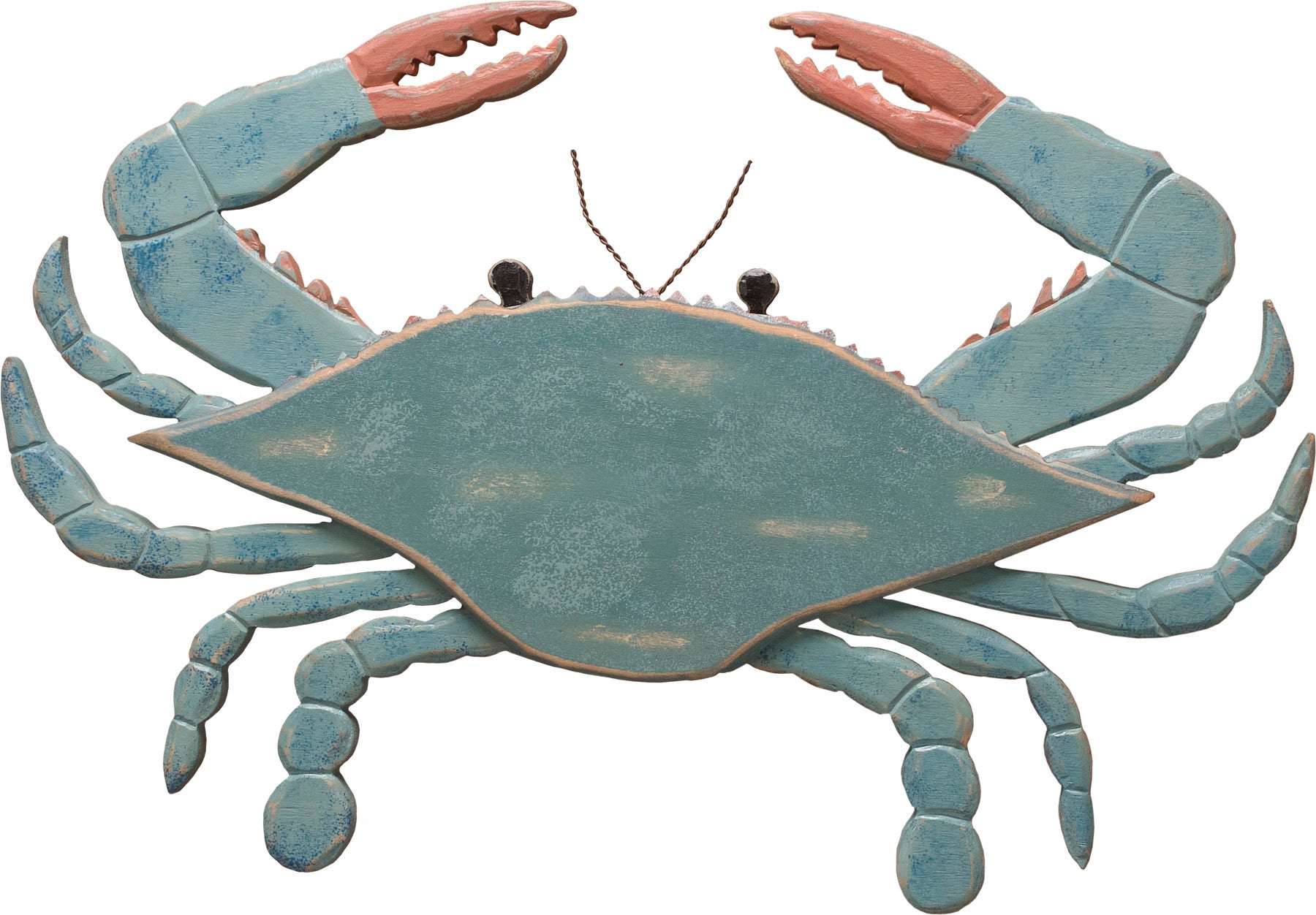 Charming Hand-Carved Wooden Blue Crab Wall Decor for Coastal Beach House