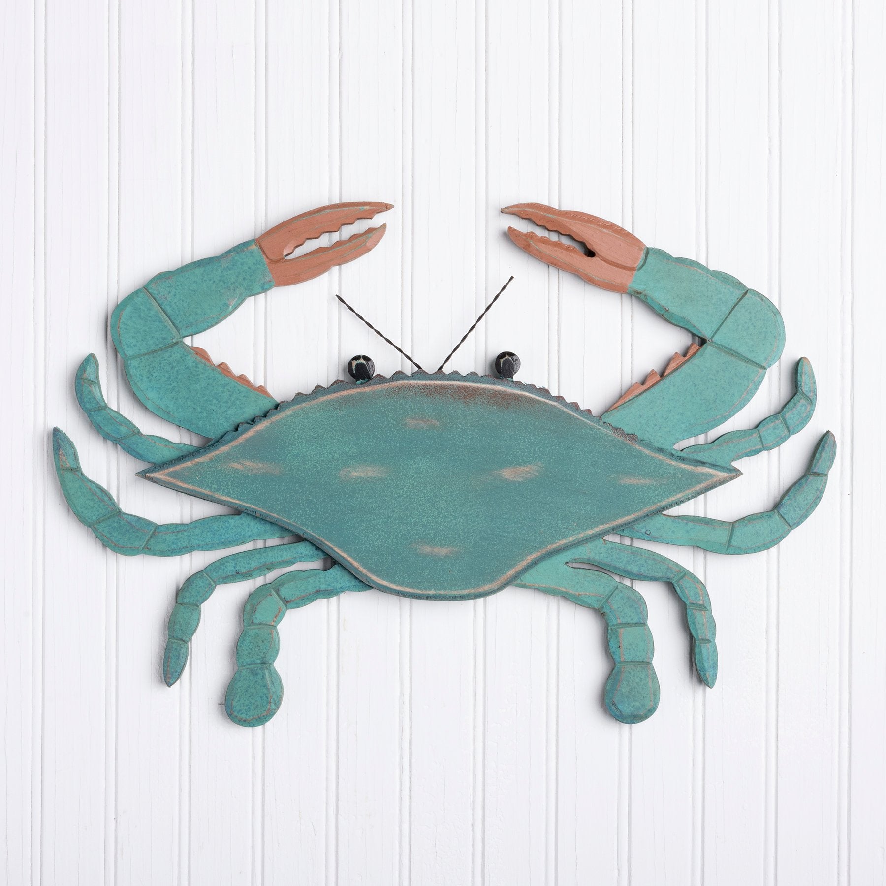 Charming Hand-Carved Wooden Blue Crab Wall Decor for Coastal Beach House