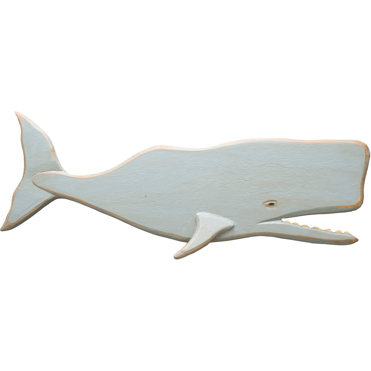 Charming Coastal Wooden Whale Wall Decor - Hand-Carved Beach House Accent