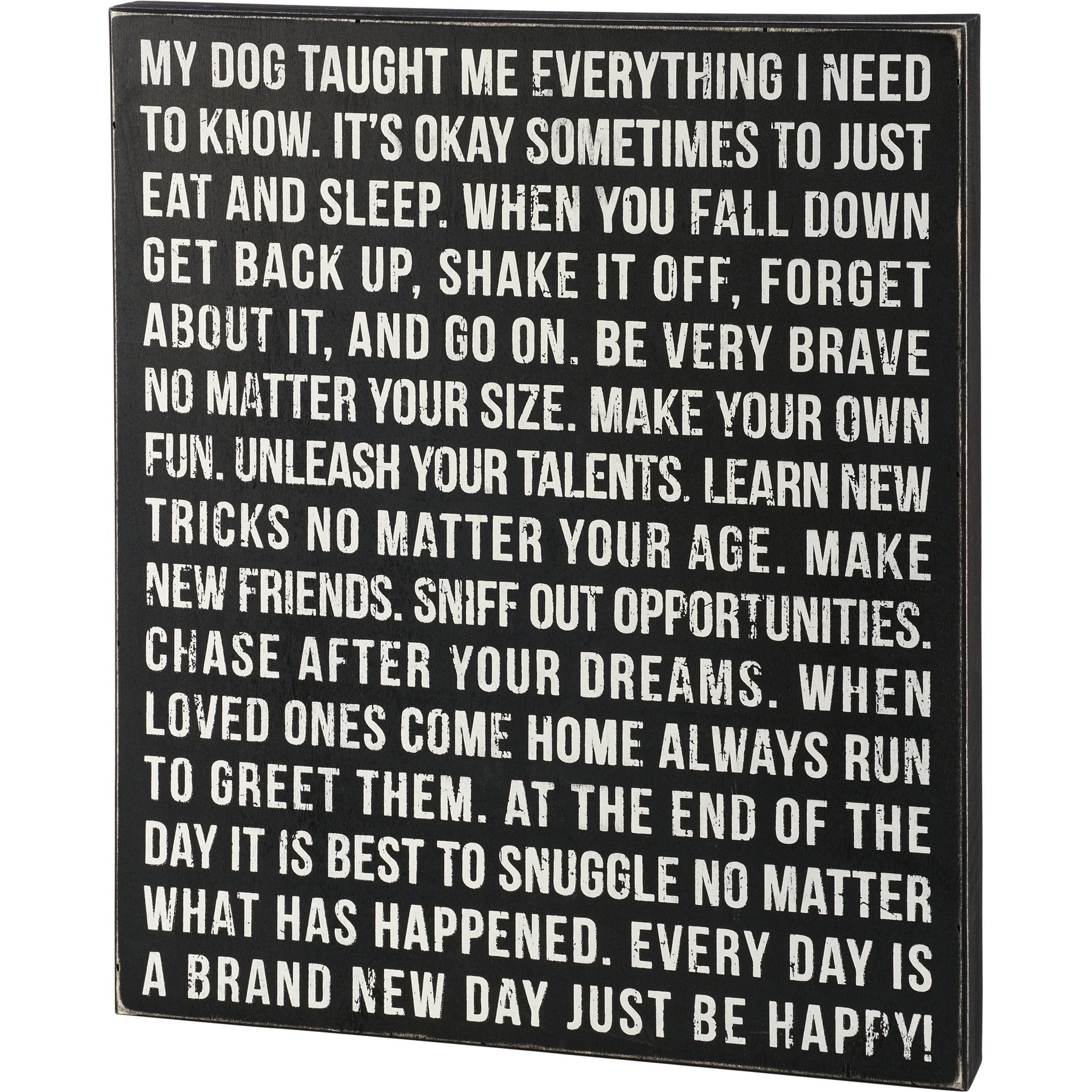 Inspirational Dog Taught Me Everything Wooden Box Sign for Pet Home Decor