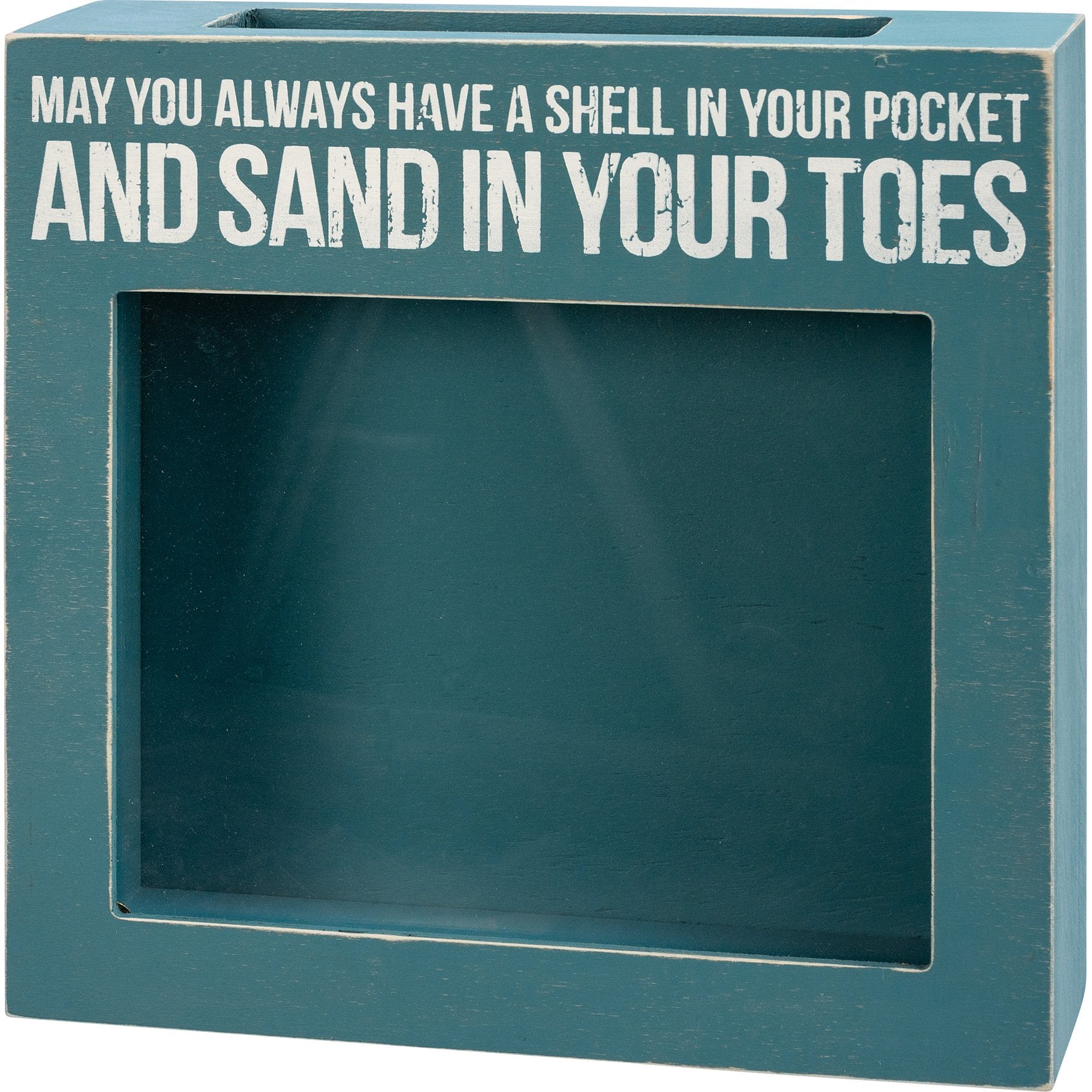 Coastal Keepsake Wooden Shell Holder with Glass Front for Treasured Seashells