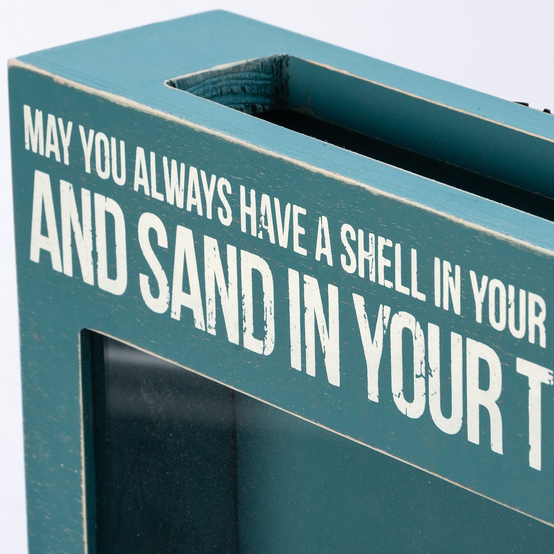 Coastal Keepsake Wooden Shell Holder with Glass Front for Treasured Seashells