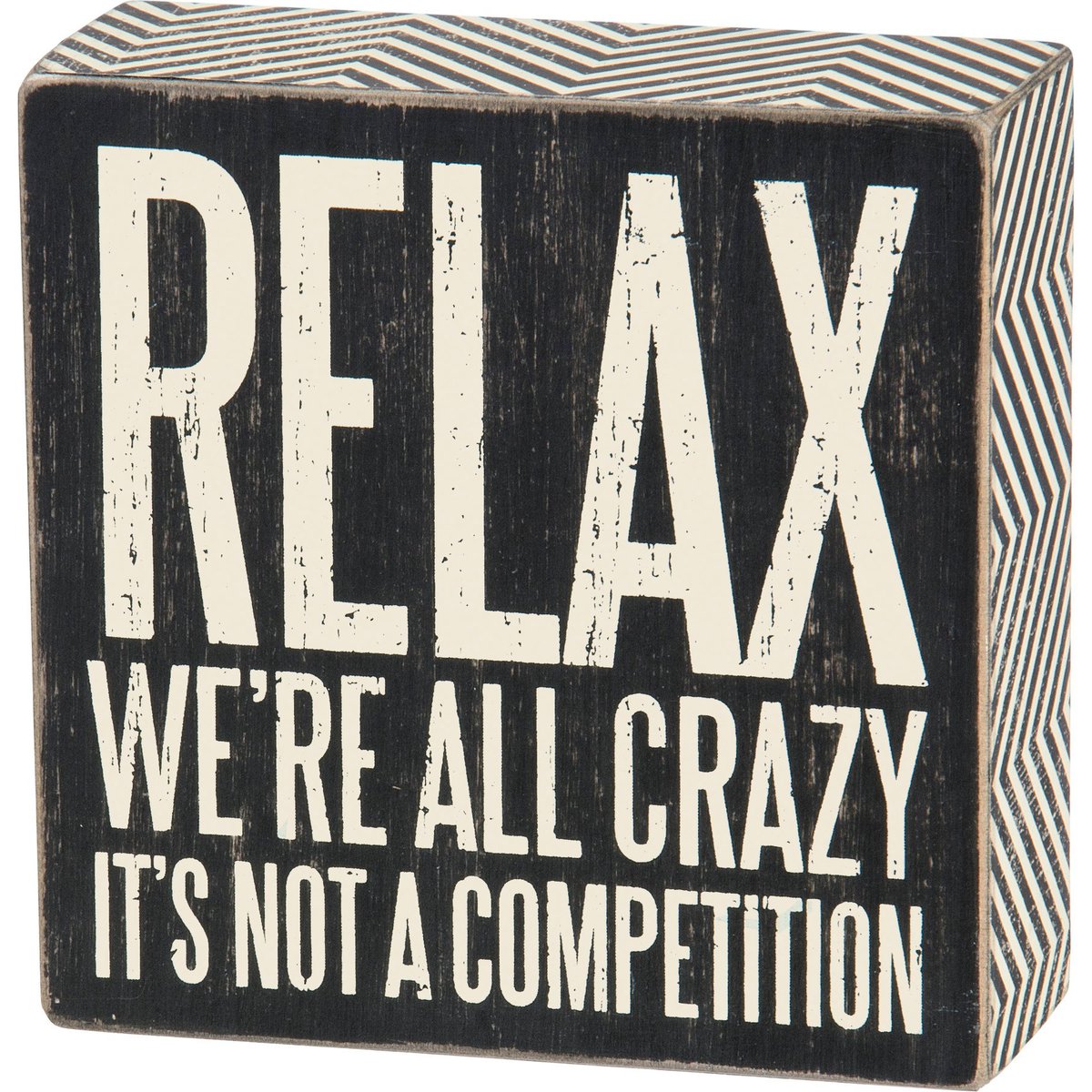 Funny 'We're All Crazy' Wooden Box Sign - Distressed Wall Decor Gift