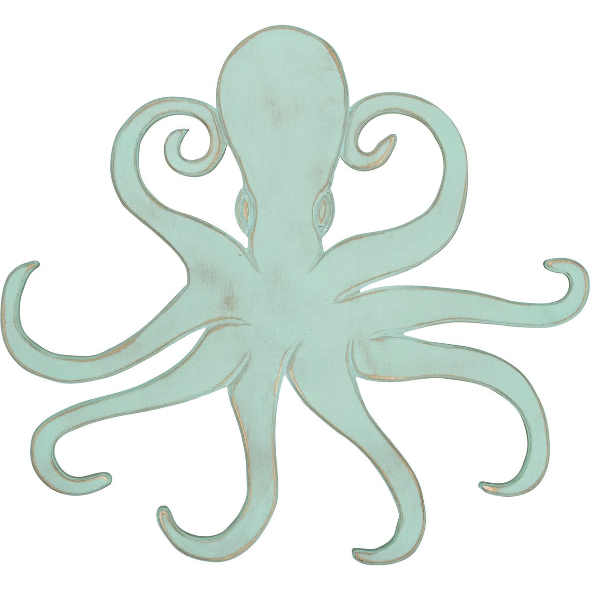 Distressed Sea Foam Green Wooden Octopus Wall Decor for Beachy Home