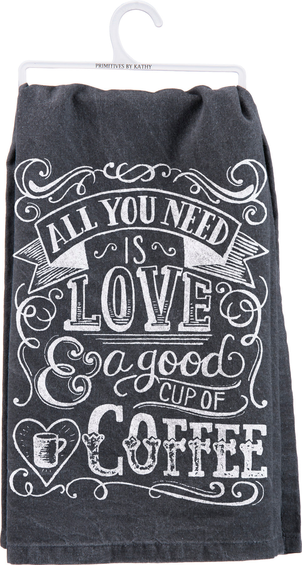 Chalk Art Cotton Kitchen Towel - 'All You Need Is Love & Coffee' Design